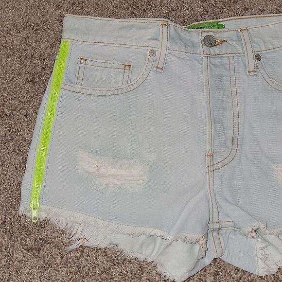SANDRINE ROSE By Free People Women's Blue Side Zip Distressed Shorts Size 25 NWT - Picture 7 of 14